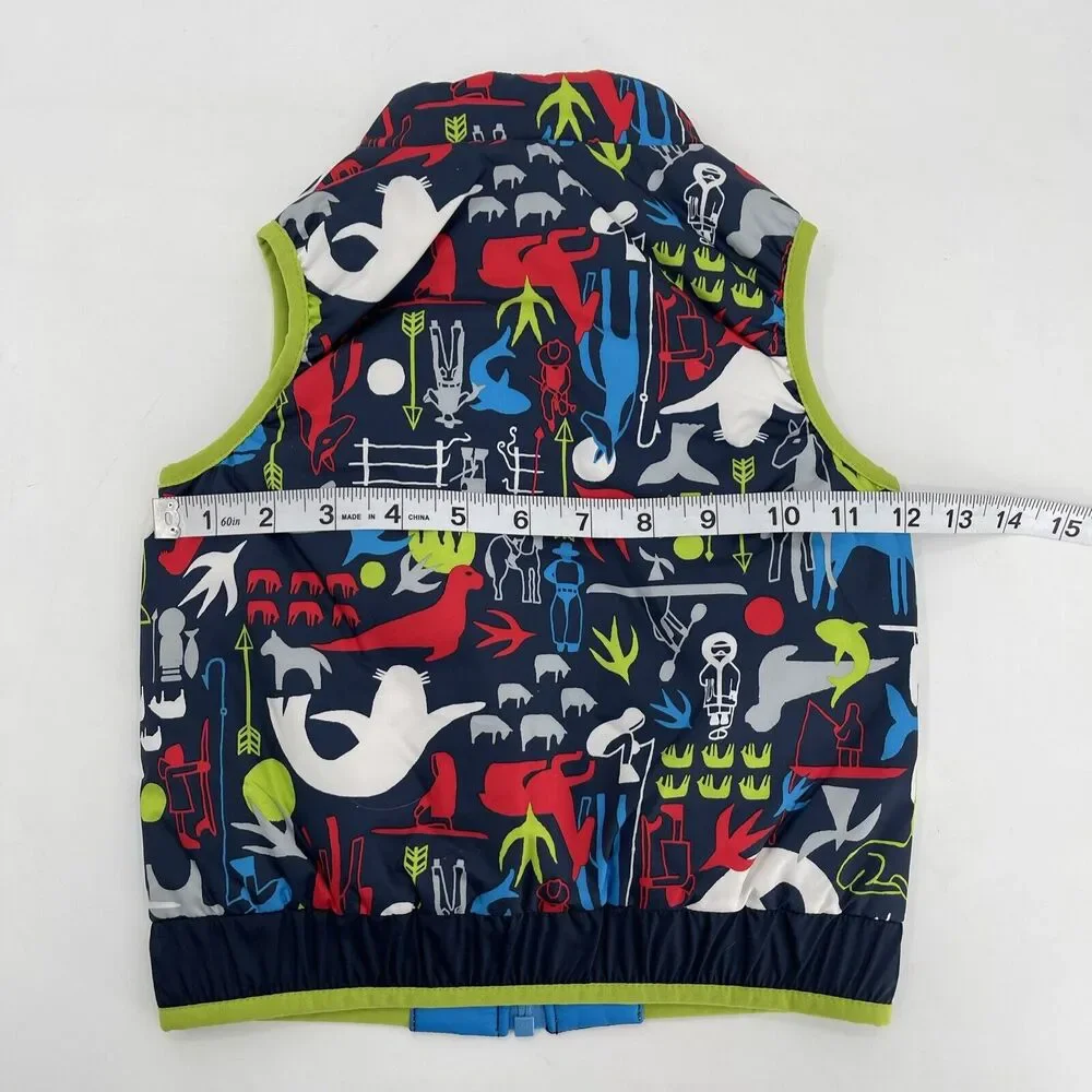 Patagonia Reversible Puffer Vest‎ 12-18 Months Blue Animals Style 60200